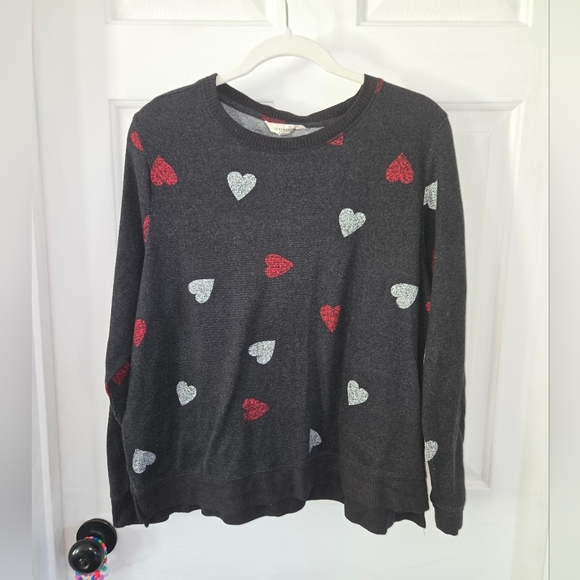 Lucky Brand Heart Patterned Gray Sweater - Picture 1 of 7